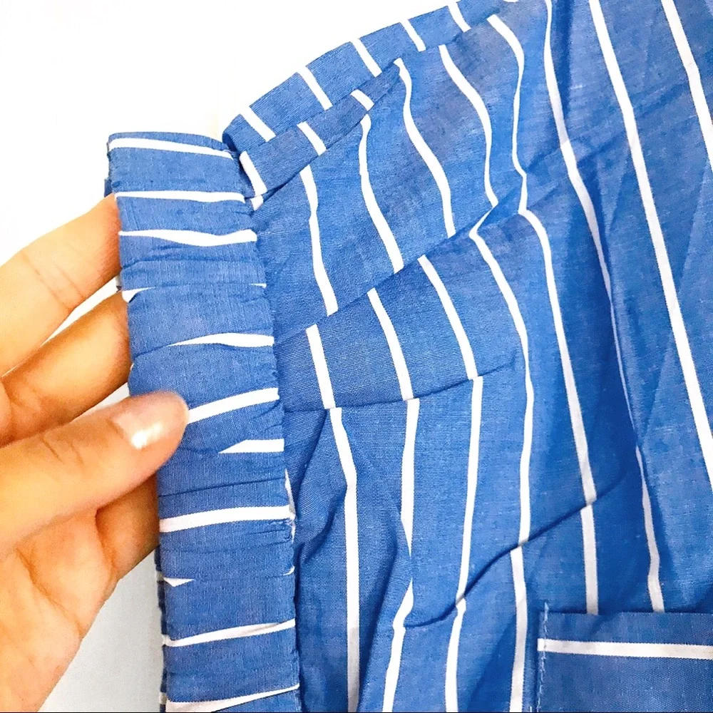 π BLUE WHITE STRIPE COLLARD SHIRT MAXI DRESS! - Picture 9 of 11